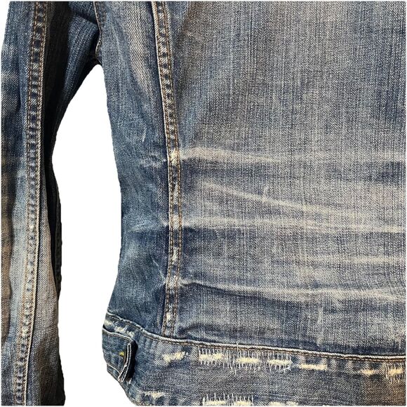 Vintage 90s Lucky Legend Denim Jacket Embroidered Hippie Patches Made In USA S - Picture 15 of 16